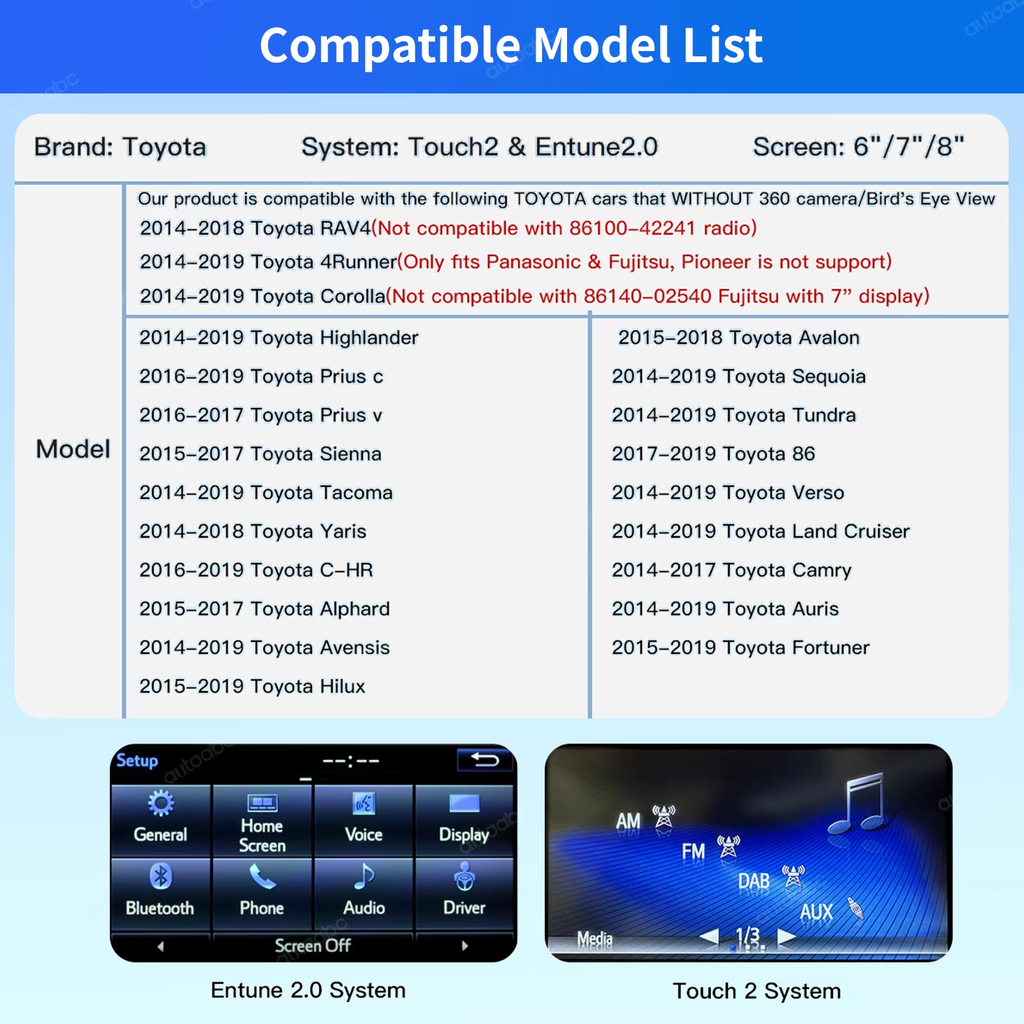 Wireless Carplay Android Auto Interface For Toyota 2014-2019