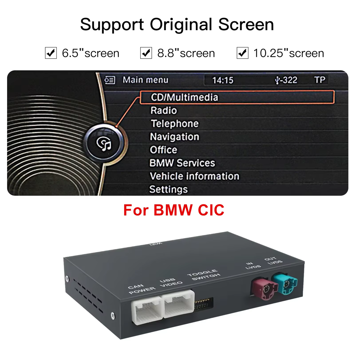 Wireless CarPlay Android Auto Interface for BMW NBT CIC EVO