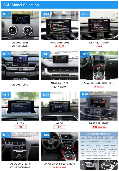 Wireless CarPlay Android Auto Interface For Audi 2009-2021